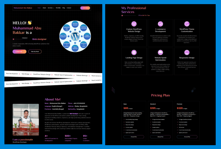 Muhammad Abu Bakkar Personal Portfolio Website Using Elementor | WordPress 2025